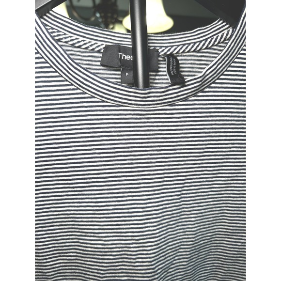 Theory Striped T-Shirt Dress Womens Short Sleeve Casual Minimalist Size S - Picture 1 of 4